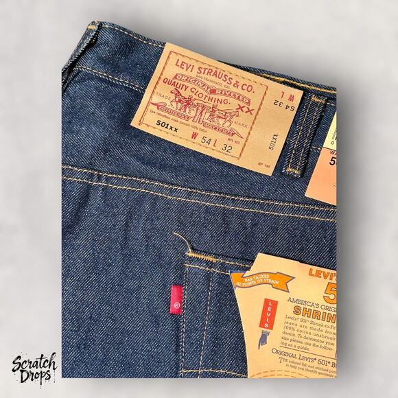 Vintage Levi’s 501xx Shrink-to-Fit Jeans Made In USA W58 L34 501 Deadstock NWT - Picture 5 of 6